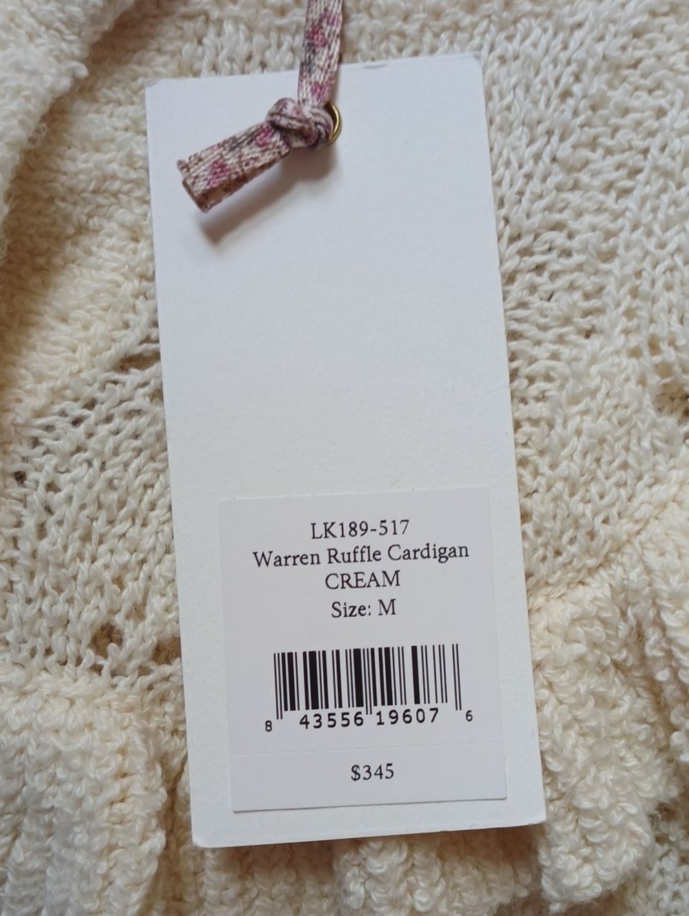 LoveShackFancy Warren Ruffle Cardigan Cream - Picture 7 of 7